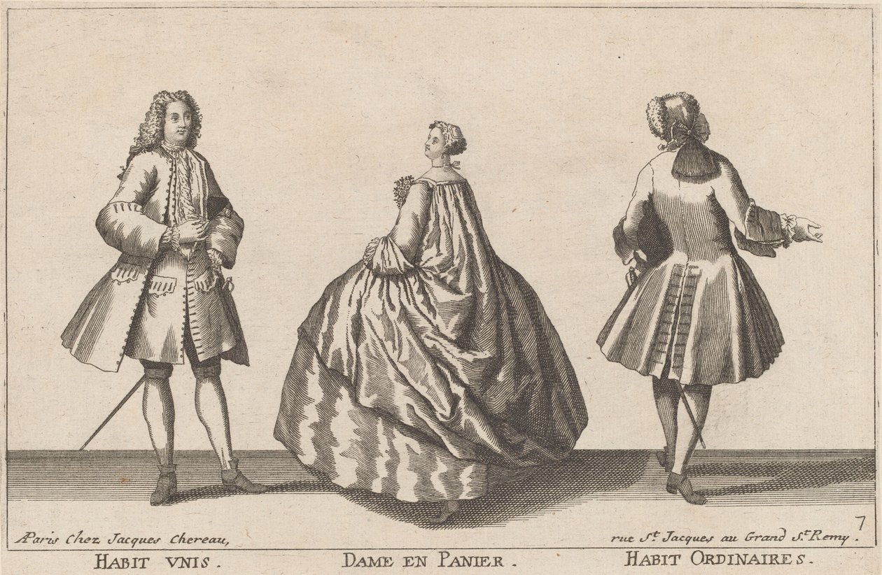 Einheitliche Kleidung/Dame im Reifrock/Alltagskleidung von published by Jacques Chéreau