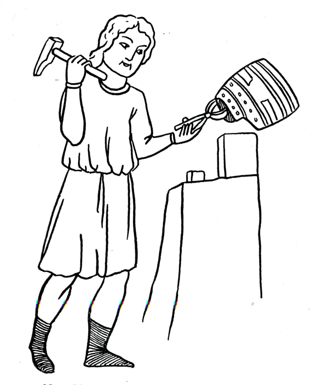 Deutscher Helmenschmied bei der Arbeit, um 1515 von the Elder Hans Burgkmair