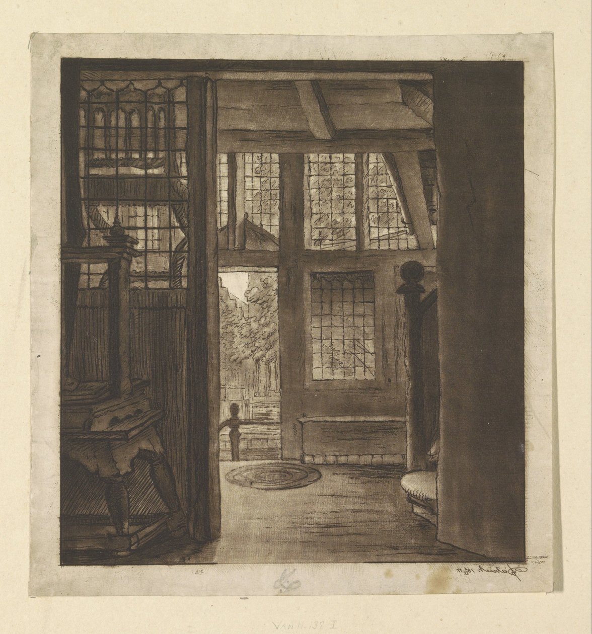 Innenraum des Hauses von Rembrandt von weduwe Dietrich