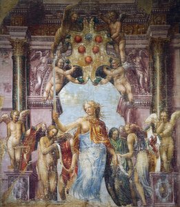 Allegorie der Gerechtigkeit, Gemälde von Daniele Ricciarelli, besser bekannt als Daniele da Volterra oder il Braghettone (1509-1566) von (1509 66) Daniele da Volterra