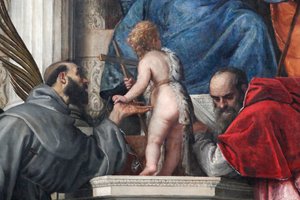 Madonna und Kind mit den Heiligen Joseph, Justina, Franziskus, dem kleinen Johannes dem Täufer und Hieronymus von Veronese
