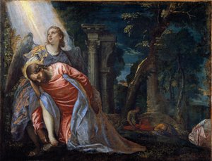 Christus im Garten von einem Engel unterstützt von Veronese