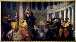 Jesus spricht mit den Doktoren. Gemälde von Paolo Veronese (1528-1588) von Veronese