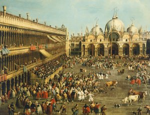 Stierkampf oder Stierjagd auf der Piazza San Marco von Canaletto