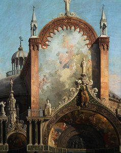 Detail von Capriccio einer Kirche von Canaletto