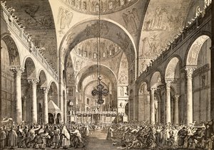 Venezianisches Fest, der neu gewählte Dogen von Venedig wird dem Volk in der Basilika San Marco vorgestellt