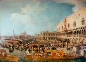 Empfang des kaiserlichen Botschafters Graf Bolagnos im Dogenpalast in Venedig