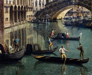 Die Rialtobrücke in Venedig (Detail) von Canaletto