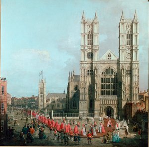 Ansicht von Westminster Abbey und der Prozession der Ritter des Order of Bath von Canaletto