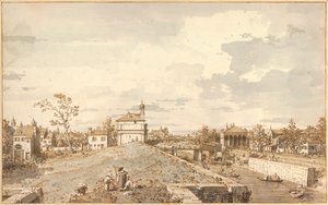 Ansicht von Porta Portello mit dem Brenta-Kanal, Padua (Vue de Porta Portello avec le canal Brenta, Padoue) Federzeichnung von Antonio Canal genannt Canaletto (1697-1768) 1740-1743 Dim 33,1x52,9 cm Albertina, Wien von Canaletto