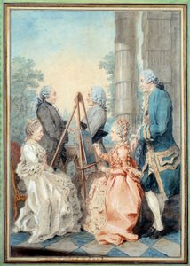 Madame und Mademoiselle Chatelain, Herr Brot und Herr de la Myre. Aquarell von Louis Carrogis Carmontelle (1717-1806) von Carmontelle