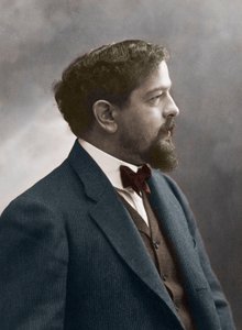 Französischer Komponist Claude Debussy (1862-1918) - Porträt des französischen Komponisten Claude Debussy (1862-1918) 1908 - Foto Nadar - digitale Kolorierung