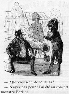 Karikatur über das Werk von Hector Berlioz (1803-1869), entworfen von Nadar im Jahr 1856 für das Journal pour rire