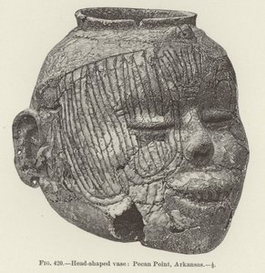 Kopfgeformte Vase: Pecan Point, Arkansas (Gravur) von (after) American School