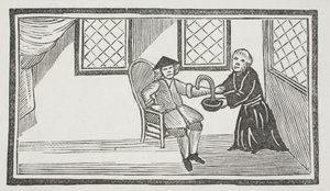 Darstellung des verräterischen Mönchs, der ihn zu Tode blutet, Illustration aus 