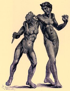 Gruppe in Bronze gefunden in Palestrina (Praeneste), Illustration aus 