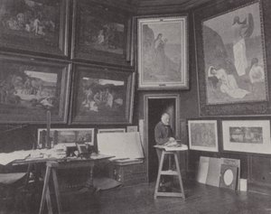 Der französische Maler Pierre Puvis de Chavannes in seinem Atelier von (after) French Photographer