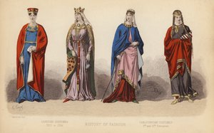 Mode in Frankreich: Kapetische Kostüme 1100 bis 1364; Karolingische Kostüme 9. und 10. Jahrhundert von (after) French School