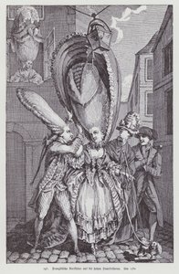 Französische Karikatur, die die Frauenfrisuren der Zeit verspottet von (after) French School