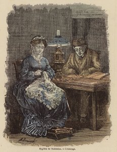 Gesundes Beleuchtungsniveau im Haus (Farbstich) von (after) French School