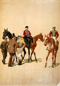 Jockeys auf der Rennbahn, um 1875 von (after) French School