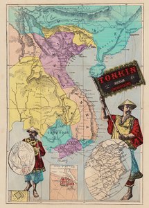 Karte von Tonkin, Annam, Cochinchine (Farbstich) von (after) French School