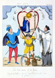 Die drei Stände Frankreichs nach einem Gemälde im Rathaus von Aix-en-Provence. Karikatur über die Ungleichheit der drei Stände nach der Revolution 1789.