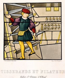 Weber und Spinner - nach einem Buntglasfenster aus der Kirche St. Stephan von Elbeuf von (after) French School
