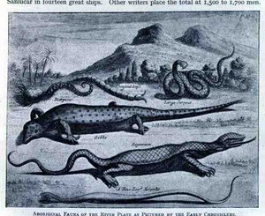 Aborigines-Fauna, wie von den frühen Chronisten in 
