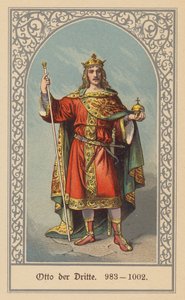 Otto III., König von Deutschland und Italien und Heiliger Römischer Kaiser (Farblithografie) von (after) German School