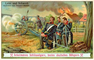 Gebet während der Schlacht (Chromolitho) von (after) German School
