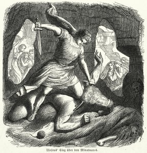 Theseus tötet den Minotaurus von (after) German School