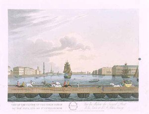 Ansicht des Zentrums der Großen Brücke der Newa, Illustration für August aus 