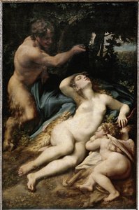 Jupiter und Antiope (oder Venus mit Amor und einem Satyr)
