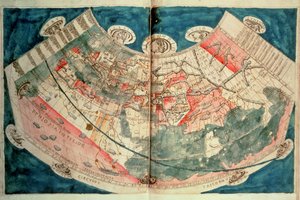 Weltkarte basierend auf einer Beschreibung von Ptolemaeus von (c.90 168)(after) Ptolemy