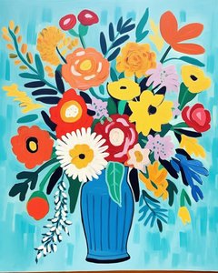 Matisse-inspirierte Blumen in einer Vase von F. Abderrahim