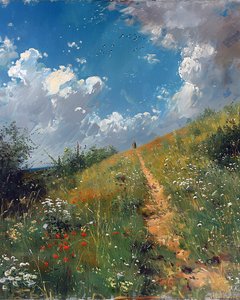 Landschaft mit hügeliger Landschaft