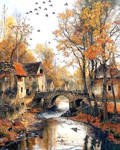 Traditionelles Haus und Brücke über den Fluss von F. Abderrahim