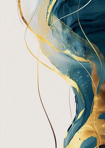 Abstrakte minimalistische Gold  Türkis, Wanddekoration Ideen von F. Abderrahim