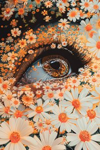 Grüne Augen in Großaufnahme, Blattgold Robotic Olympus Mons Flower Power