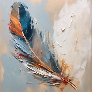 Schöne Farbpalette Rot Blau Ölgemälde von F. Abderrahim