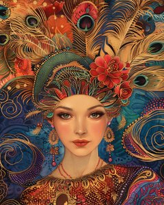A Gorgeous Woman in the Style of Alex Grey, Leinwand  Wandrahmen Druck auf Anfrage von F. Abderrahim