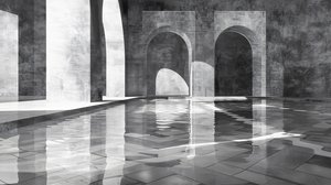 Bögen & Tore in einem Marmorschloss, Architektur, Schwarz & Weiß von F. Abderrahim
