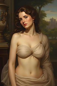 Schöne Frau im Profil, verliebt, Fantasie, Surrealismus Malerei von F. Abderrahim