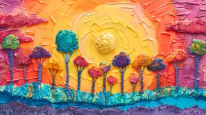 Plastilin-Panoramaszene mit leuchtenden Farben von F. Abderrahim