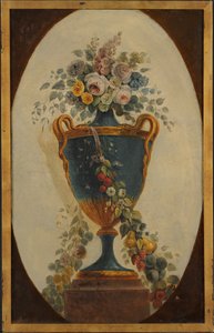 Vase mit Blumen, mit Girlanden drapiert von 18th century . French Painter