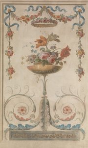 Vase mit Blumen auf Blattornamenten, 1770-90 von 18th century . French Painter