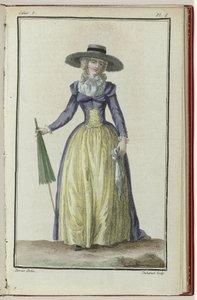 Cabinet des Modes ou les Modes Nouvelles, 1. März 1786, 8. Heft, Tafel I von A.B. Duhamel