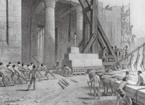 Phönizische Handwerker bauen einen Tempel für Salomo (Lithografie) von A.C. Weatherstone