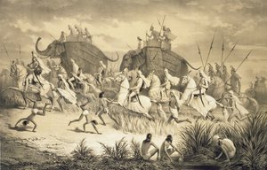 Kavalkade von Sikh-Häuptlingen auf Elefanten, aus 